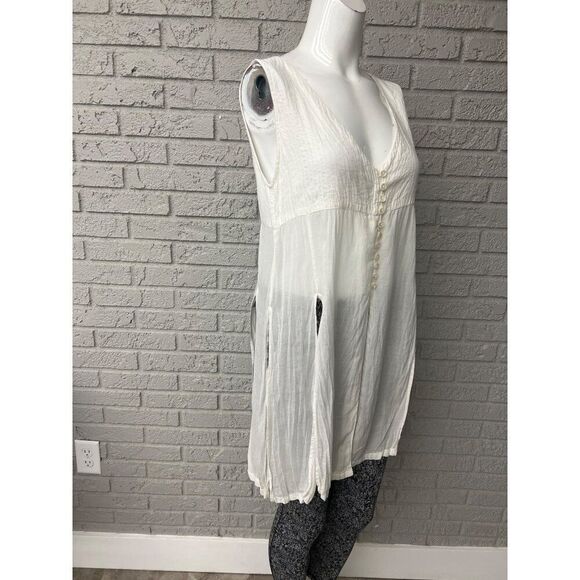 Danskin Sport Women White Crinkled Panel Tunic Top Shirt Size M - Picture 3 of 6